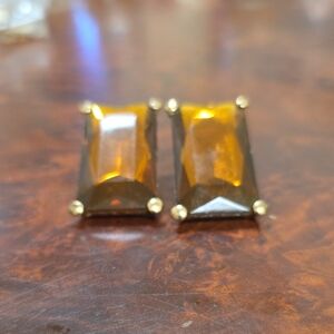 Elegant Gold-Tone Rectangular Earrings